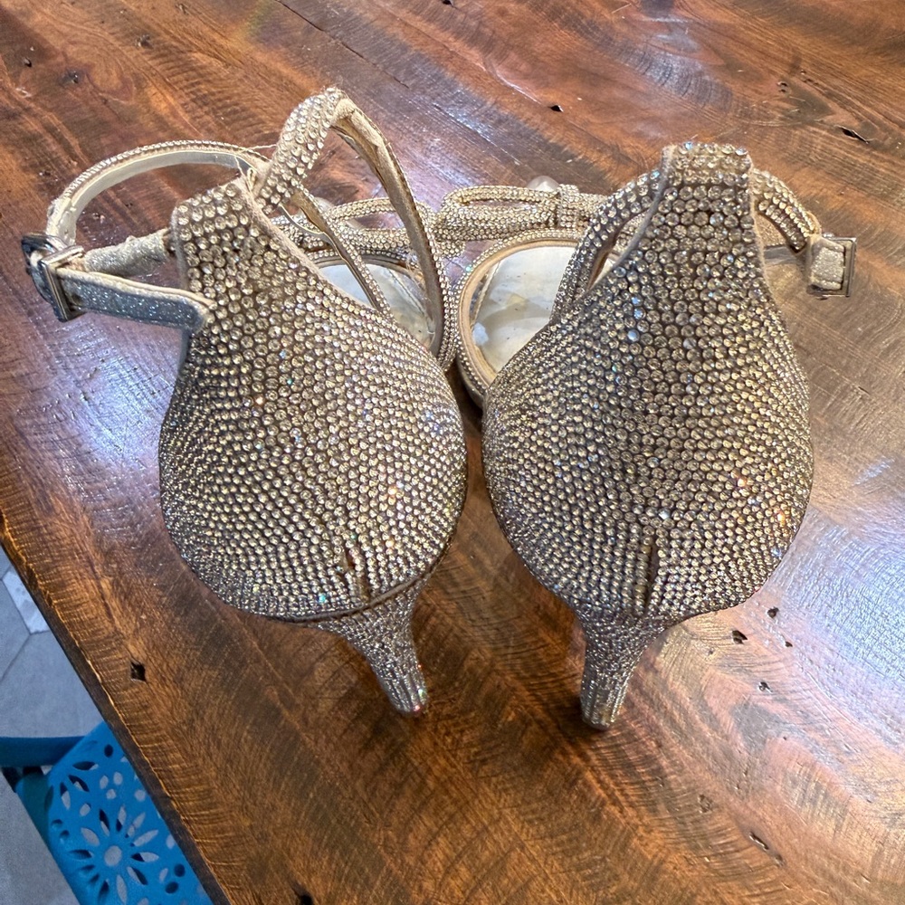 Gianni Bini Silver Crystal Strappy Pointed-Toe Heels - Picture 4 of 8